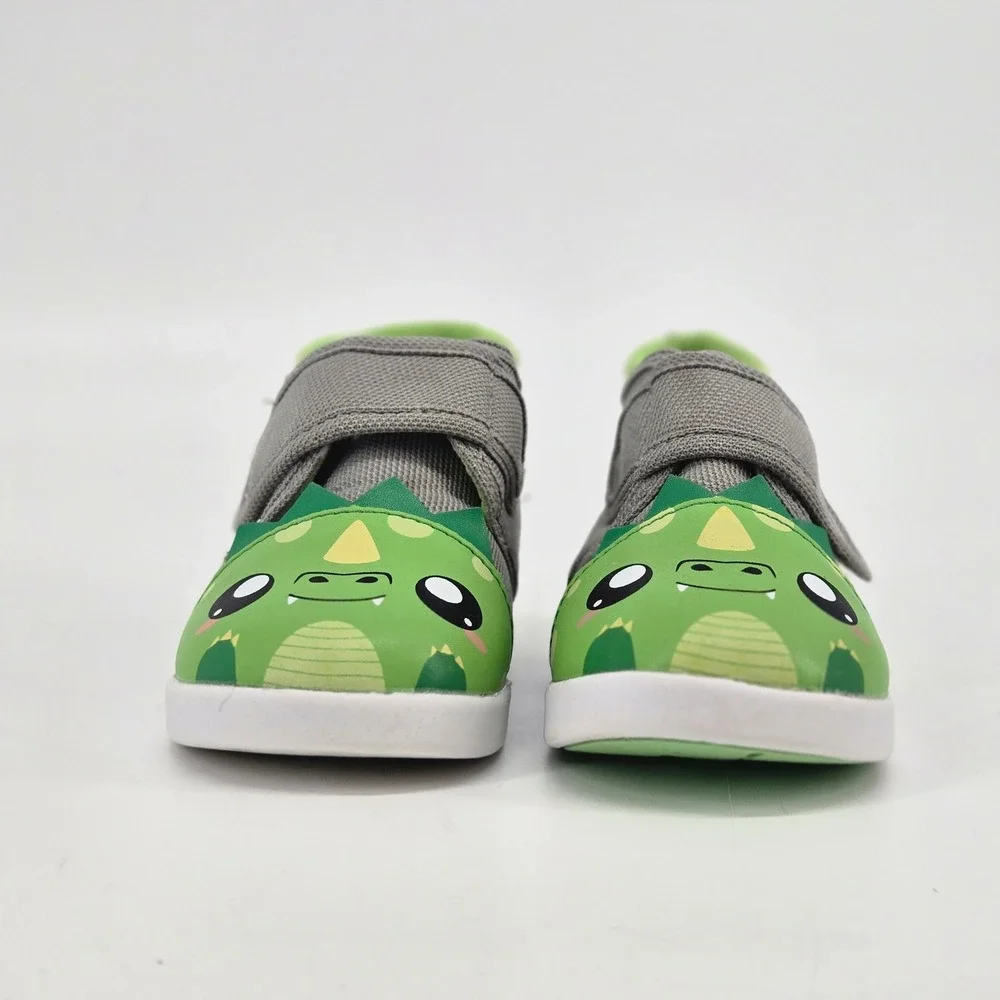 ikiki Oliver the Dragon Squeaky Wide Toe Box Grey Green Toddler Shoes Sneaker 5